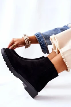 Botki Sztyblety Na Płaskim Obcasie Czarne Laurette