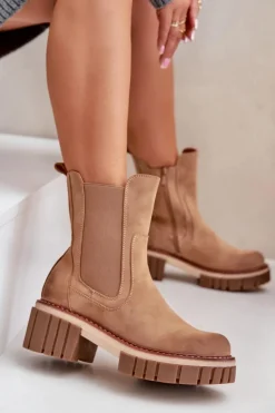 Botki Sztyblety Na Zamek Ocieplane Camel Linneviae