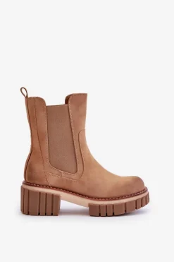 Botki Sztyblety Na Zamek Ocieplane Camel Linneviae