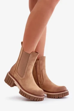 Botki Sztyblety Na Zamek Ocieplane Camel Linneviae