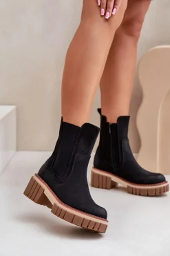Botki Sztyblety Na Zamek Ocieplane Czarne Linneviae