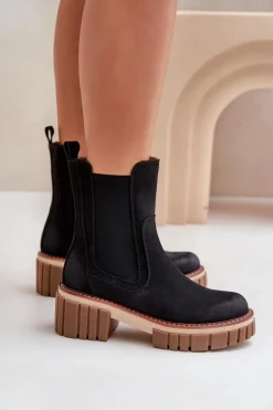 Botki Sztyblety Na Zamek Ocieplane Czarne Linneviae