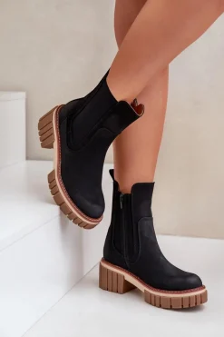 Botki Sztyblety Na Zamek Ocieplane Czarne Linneviae