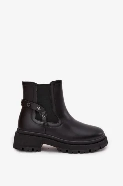Botki Sztyblety Na Zamek Z Ozdobnymi Detalami Ocieplane Czarne Verisse