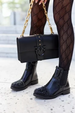 Botki Sztyblety Z Dżetami Czarne Monah