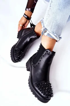 Botki Sztyblety Z Dżetami Czarne Comonis