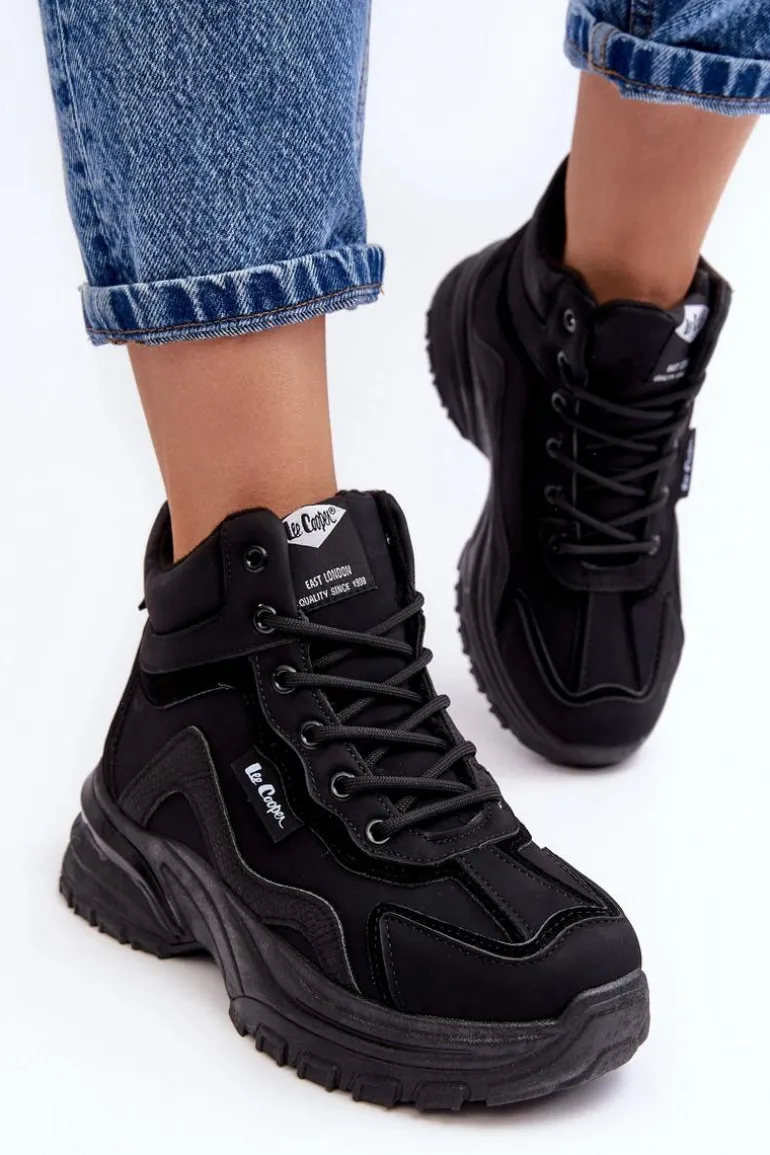 Botki Trapery Damskie Ocieplane Sznurowane Lee Cooper LCJ-23-44-1976L Czarne