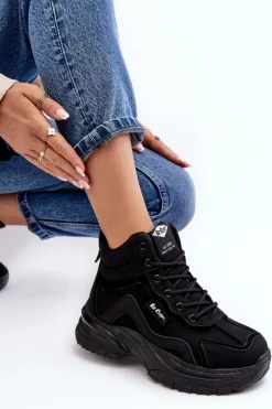 Botki Trapery Damskie Ocieplane Sznurowane Lee Cooper LCJ-23-44-1976L Czarne