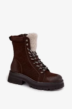 Botki Trapery Damskie Z Eko Skóry Czekoladowe Bellora