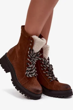 Botki Trapery Damskie Z Eko Skóry Camel Bellora