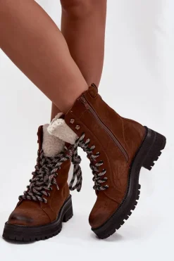 Botki Trapery Damskie Z Eko Skóry Camel Bellora