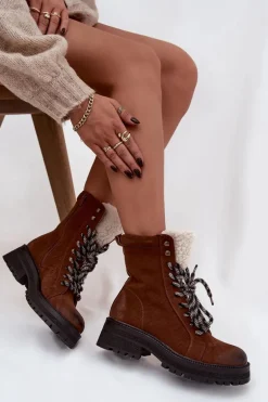 Botki Trapery Damskie Z Eko Skóry Camel Bellora