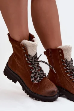 Botki Trapery Damskie Z Eko Skóry Camel Bellora