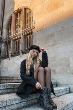 Botki Trapery Damskie Z Eko Skóry Czarne Bellora