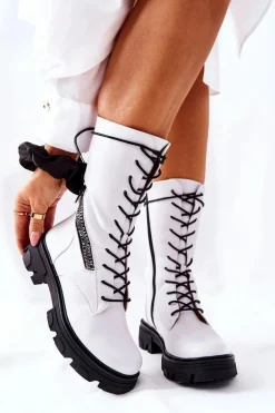 Botki Trapery Glany Sergio Leone TR747 Białe