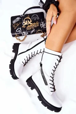 Botki Trapery Glany Sergio Leone TR747 Białe