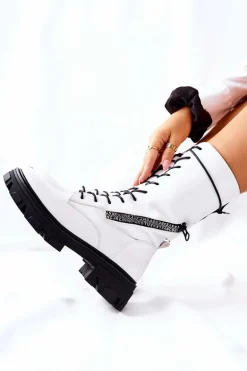 Botki Trapery Glany Sergio Leone TR747 Białe