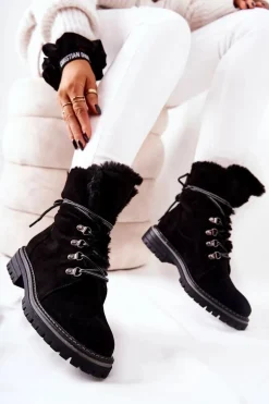 Botki Trapery Ocieplane Czarne Nelby