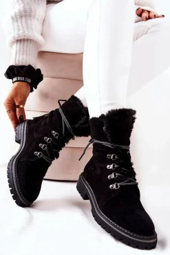 Botki Trapery Ocieplane Czarne Nelby