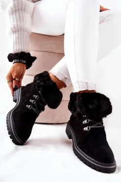 Botki Trapery Ocieplane Czarne Nelby