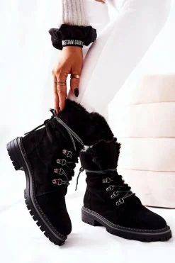 Botki Trapery Ocieplane Czarne Nelby