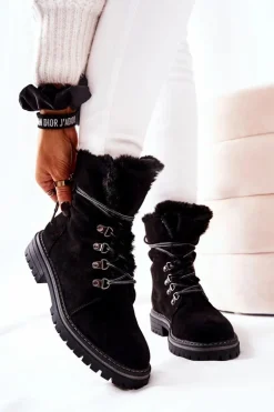 Botki Trapery Ocieplane Czarne Nelby