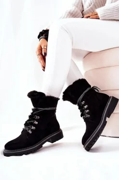 Botki Trapery Ocieplane Czarne Nelby
