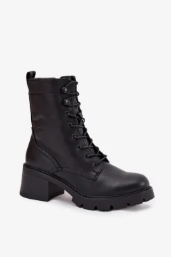 Botki Workery Damskie Na Klocku Ocieplane Vinceza 89136 Czarne