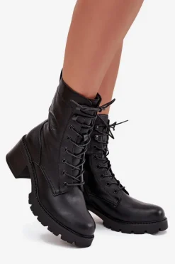 Botki Workery Damskie Na Klocku Ocieplane Vinceza 89136 Czarne