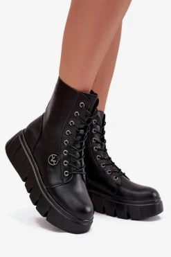Botki Workery Damskie Na Platformie Ocieplane Vinceza 58588 Czarne