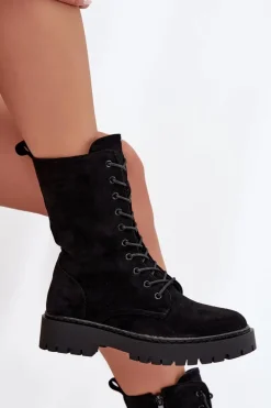 Botki Workery Damskie Ocieplane Czarne Marvielle