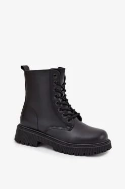 Botki Workery Damskie Ocieplane Na Zamek Czarne Tavera