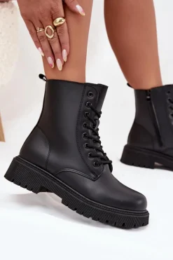 Botki Workery Damskie Ocieplane Na Zamek Czarne Tavera