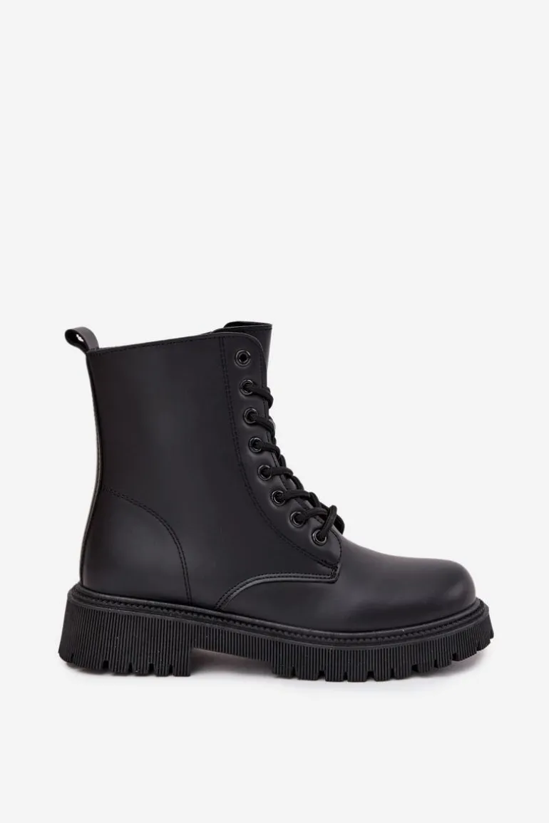 Botki Workery Damskie Ocieplane Na Zamek Czarne Tavera