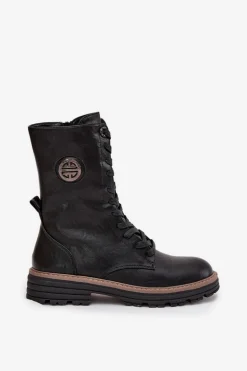 Botki Workery Damskie Z Ozdobnym Detalem Ocieplane Czarne Dorialine