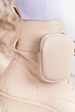 Botki Workery Na Platformie z Nerką Beżowe Saturday