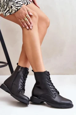 Botki Workery Ocieplane Damskie Skóra Naturalna Vinceza 66691 Czarne