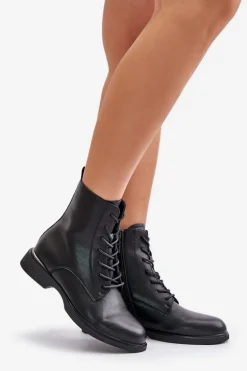 Botki Workery Ocieplane Damskie Skóra Naturalna Vinceza 66691 Czarne