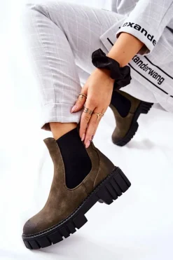 Botki Workery Trapery Ocieplane Sergio Leone TR761 Zielone