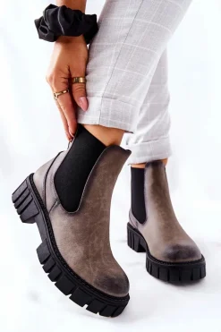 Botki Workery Trapery Ocieplane Sergio Leone TR761 Szare