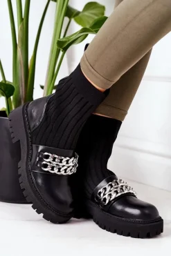 Botki Workery Z Łańcuchami Czarne Walk This Way