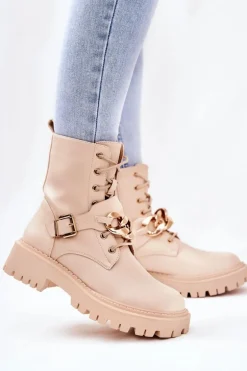 Botki Workery Z Łańcuchem Beżowe Molisa