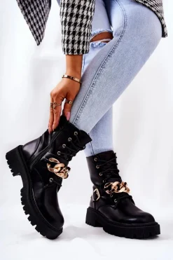 Botki Workery Z Łańcuchem Czarne Molisa