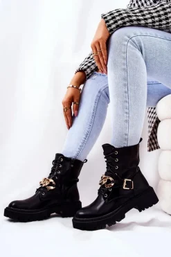 Botki Workery Z Łańcuchem Czarne Molisa