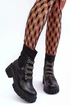 Botki Workery Z Elastyczną Cholewką Czarne Kasseis