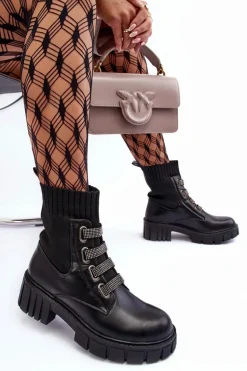 Botki Workery Z Elastyczną Cholewką Czarne Kasseis