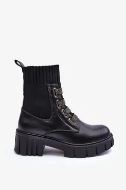 Botki Workery Z Elastyczną Cholewką Czarne Kasseis