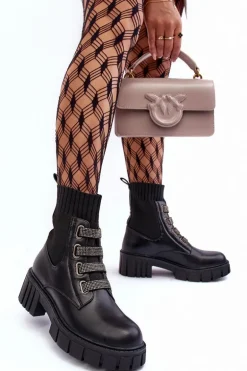 Botki Workery Z Elastyczną Cholewką Czarne Kasseis