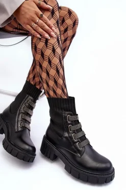 Botki Workery Z Elastyczną Cholewką Czarne Kasseis