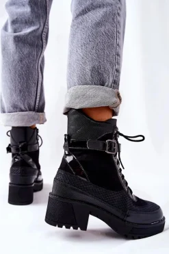 Botki Workery Z Klamrą Czarne Devera